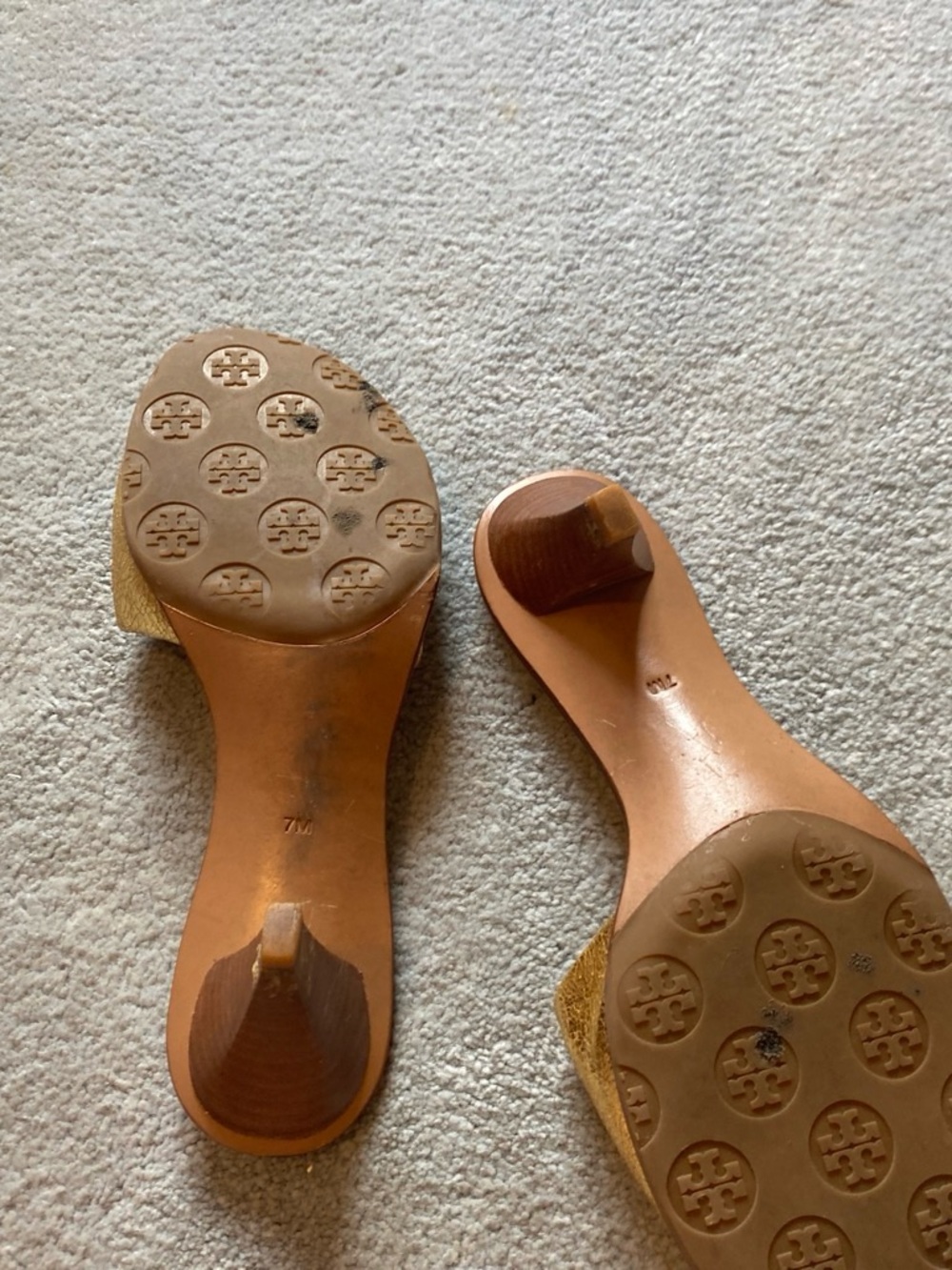 Tory Burch Metallic Gold Logo Slide Mules - Picture 3 of 4
